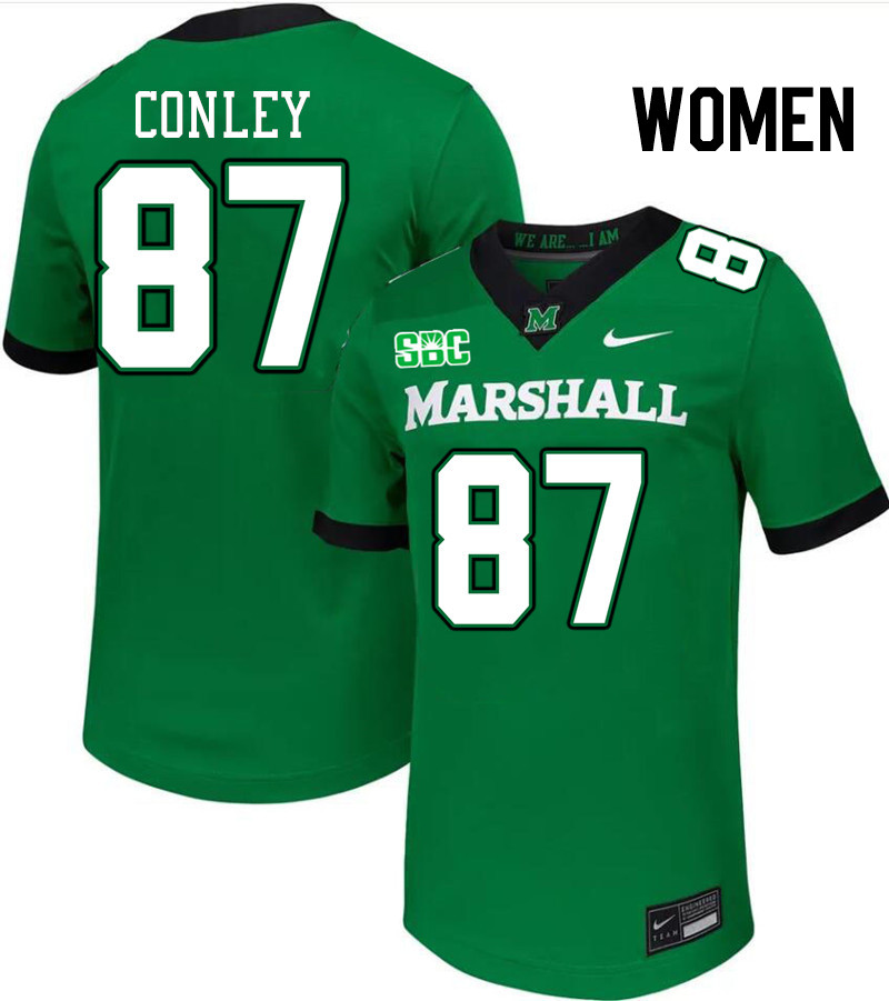 Women #87 Cade Conley Marshall Thundering Herd SBC Conference College Football Jerseys Stitched-Gree